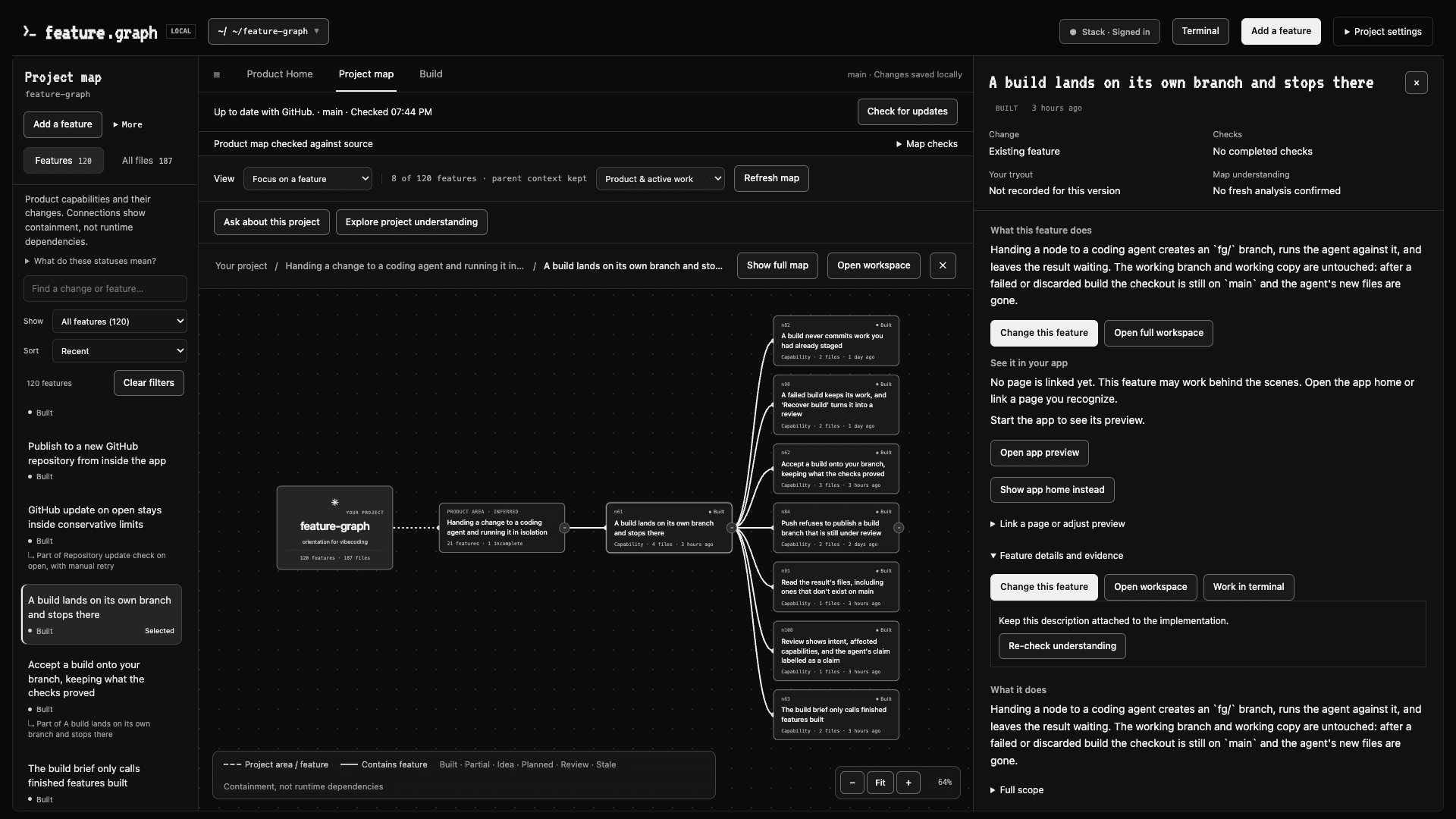 Feature.graph’s isolated-build capability with its linked-file evidence